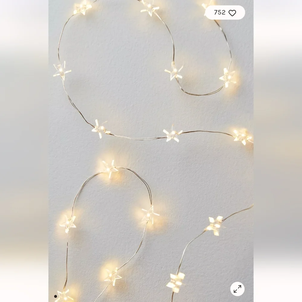 Free People Starry String Lights Mini White 7' Copper Wire With 3 Batteries NWOT